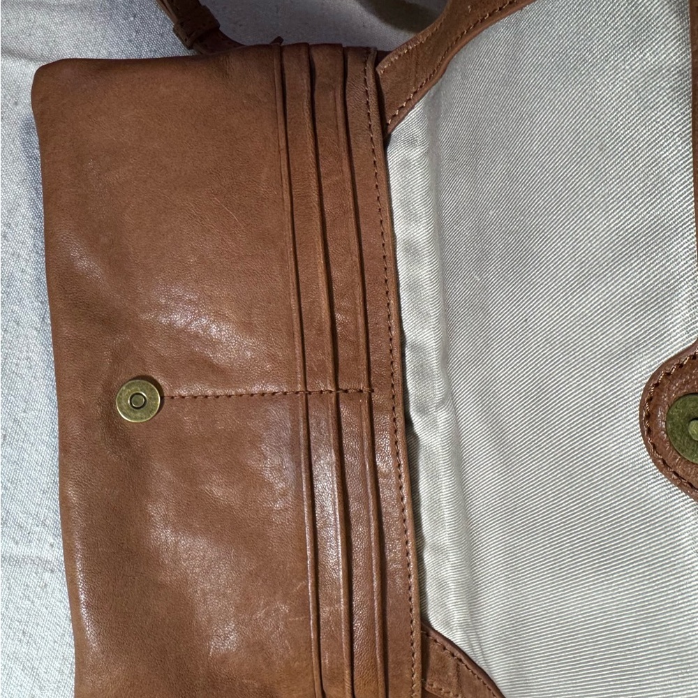 Lucky Brand Cognac Leather Crossbody Wallet Bag - Picture 7 of 11